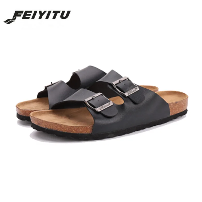 Новинка летние мужские пляжные пробковые шлепанцы FeiYiTu повседневные сандалии с