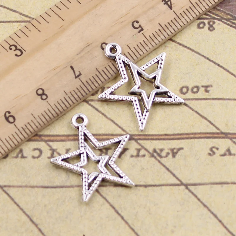 

30pcs Charms Star Pentagram 23x20mm Tibetan Bronze Silver Color Pendants Antique Jewelry Making DIY Handmade Craft For Necklace