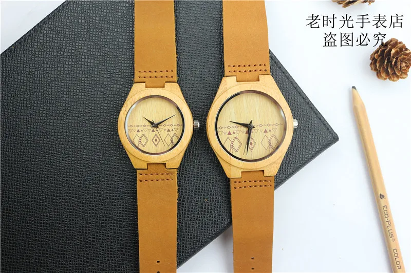 HOTIME C19 мужские часы с половинными узорами бамбуковые известный бренд кварцевые