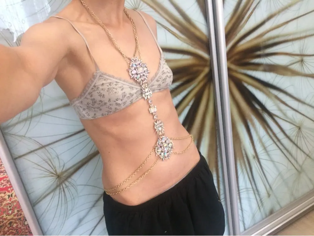 WOOASIS Simple Fashion Jewelry Trend Crystal Flower Body Chain Rhinestone For Woman European Hot Sale Accessories