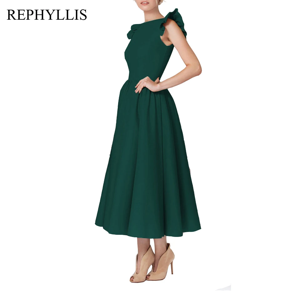 REPHYLLIS женское модное винтажное платье с круглым вырезом и оборками без рукавов