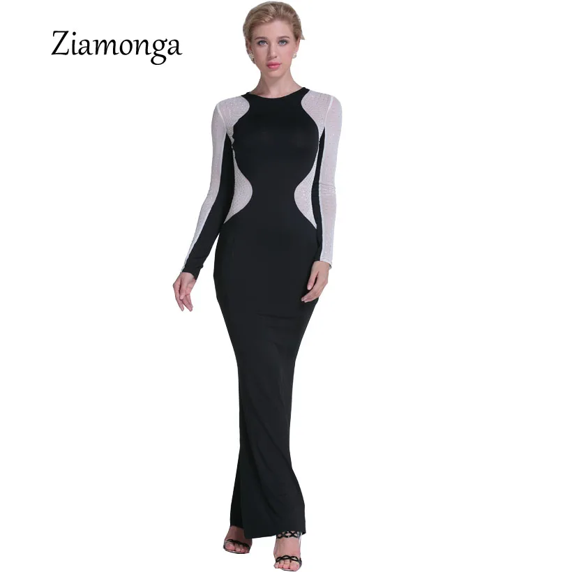 Ziamonga осенне зимнее женское облегающее платье сексуальное с длинным рукавом