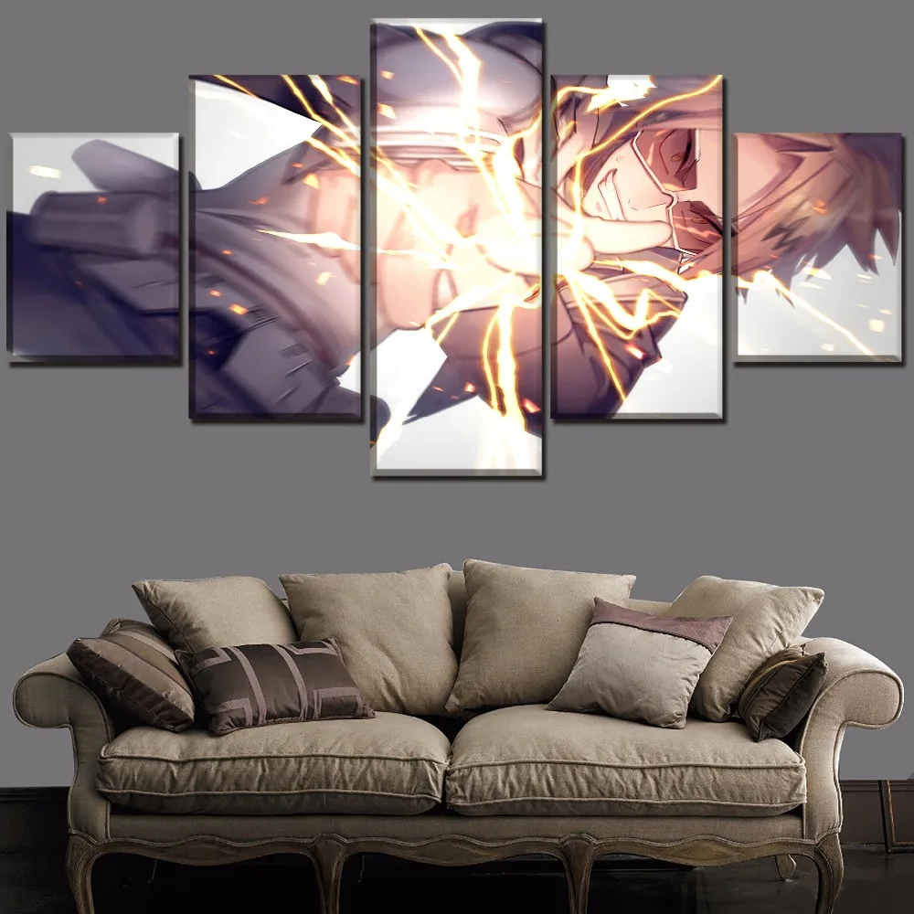 Modern Painting 5 Pieces Anime My Hero Academia Denki Kaminari Pictures Canvas Art Printed One Set Poster Home Decor Framework | Дом и сад