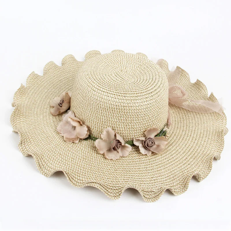 

PZZY JGDD Women's Summer Hat Beach Travel Straw Hat Female Sun Shade Bohemian And Panama Cap Big wide brim hats for women leng01