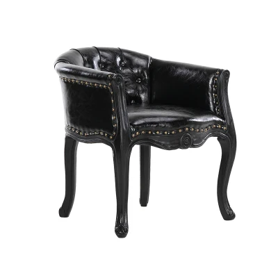 black leather Европейский стиль стул для учебы американский кантри Ретро стиль твердой древесины простой обеденной стул кресло для отдыха - Цвет: black leather