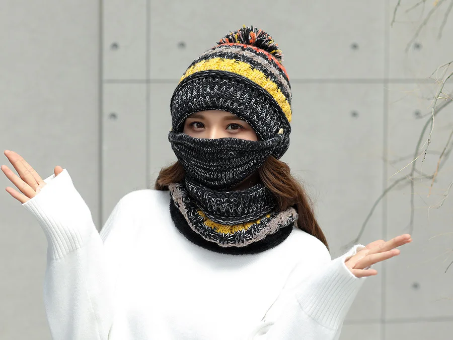 Зимняя шапка Skullies Beanies, шапки зимние бини для женщин, девочек, шерстяной шарф, шапка s Балаклава, маска Gorras Bonnet, вязаная Лыжная Шапка Кепка
