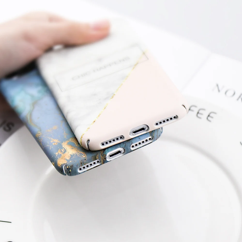Синий океан с Золотой Мрамор блеск Чехол для iPhone X 6 7 6s 8 плюс мода шик золотой бар