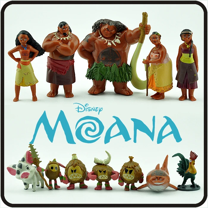 Экшн фигурки Дисней 12 шт./лот 3 5 7 см Moana Maui Chief Tui Sina ПВХ Gramma Tala Heihei статуя аниме
