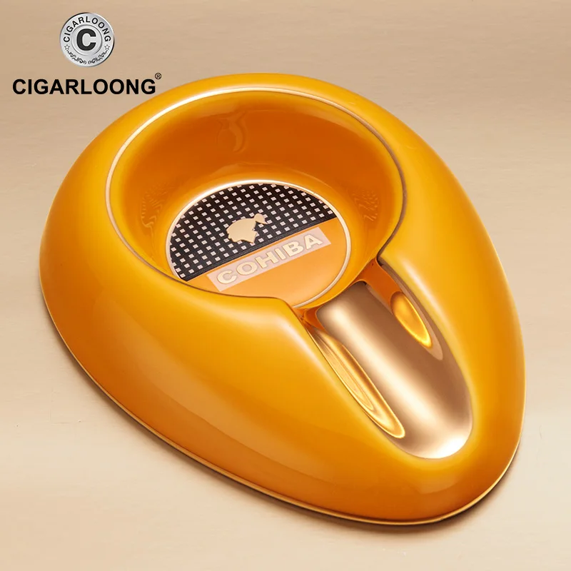 yellow1 COHIBA пепельница для сигар, Классический 1 держатель для сигар, керамический пепельница для сигарет, CE-0014 - Цвет: yellow1