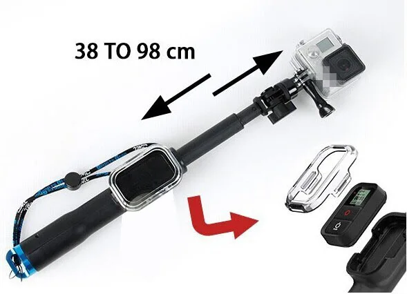 Gopro Monopod WIFI Remote Control Pole 35cm 98cm Self Selfie Stick Tripod Mount Telescopic Rod with Screw For Go Pro Hreo3 3+ 4|rod titanium|rod