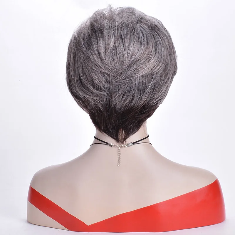 MSI wigs женский парик 2 тона серый белый Омбре синтетические Короткие слоистые Вьющиеся Волосы пышные челки термостойкие