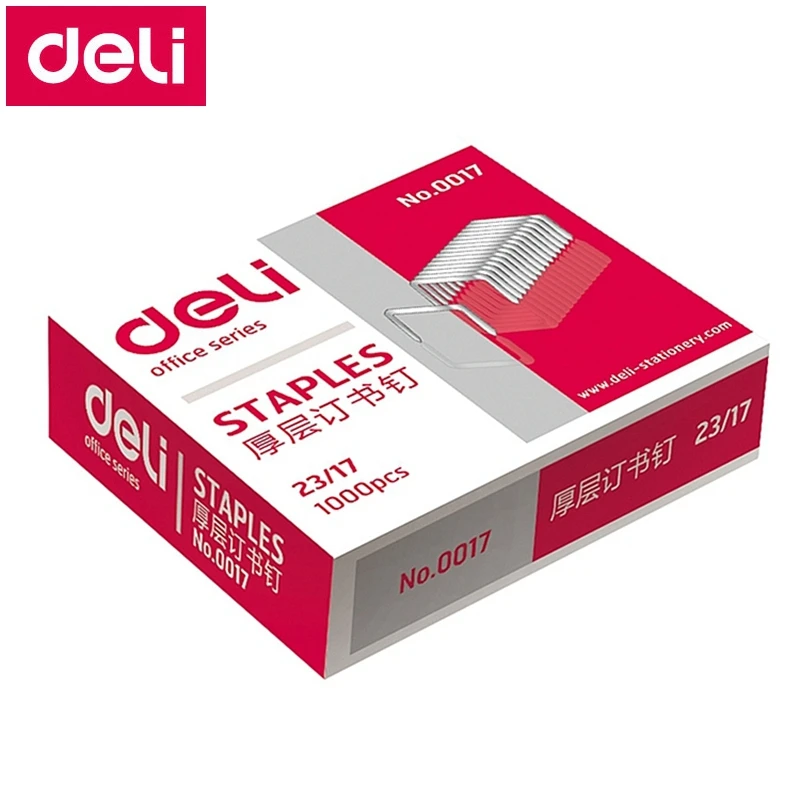 1000 шт./лот Deli 0017 сверхпрочные скобы 23/17 13x16 мм шириной 13 высотой 16 емкостью 120