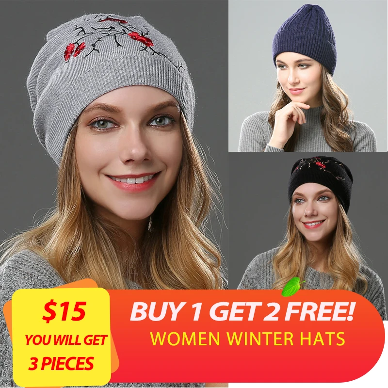 

[Зимняя распродажа] для любых 3 предметов требуется всего $15, женские зимние шапки, шерстяные вязаные толстые шапки с помпоном, шапка бини ...