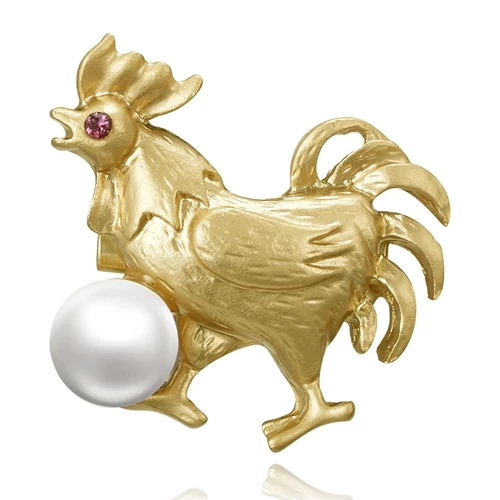 Chicken Rinhoo китайский талисман 12 брошь в виде животных мышь Бык Тигр кролик дракон змея лошадь овца обезьяна, курица собака свинья броши золотые булавки - Окраска металла: Chicken