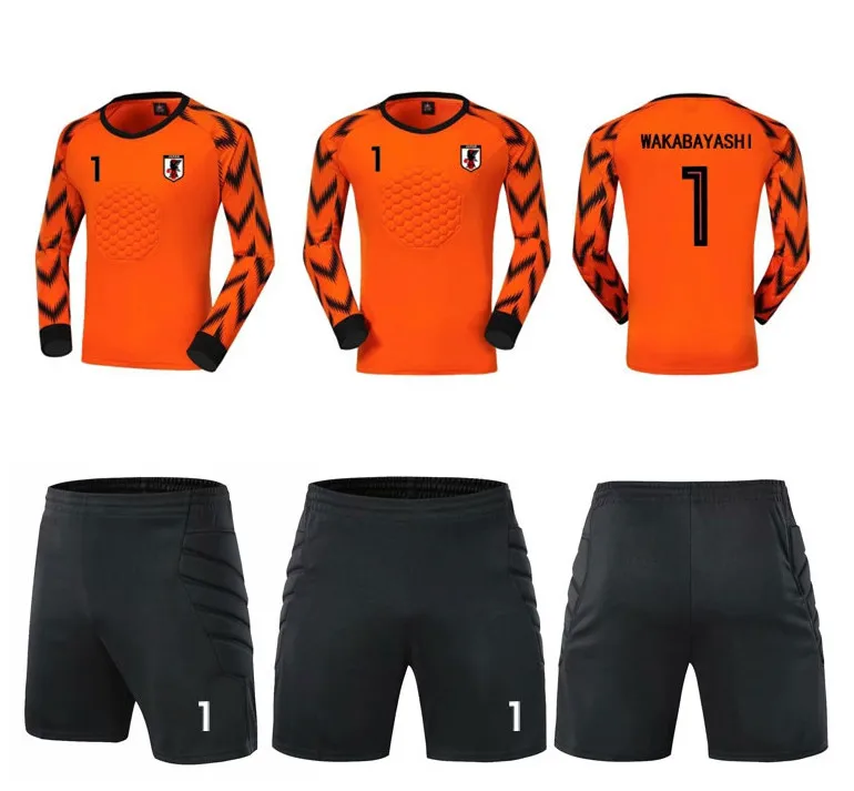 Orange with Shorts Капитан Цубаса нанкацу школьная команда JFA вратарь Wakabayashi Genzo Косплей длинный рукав футболка футбол Джерси костюм - Цвет: Orange with Shorts