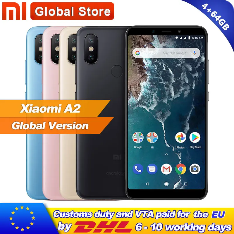 Глобальная версия Xiaomi Mi A2 4 Гб 64 Смартфон AI двойная камера 20 МП Snapdragon 660
