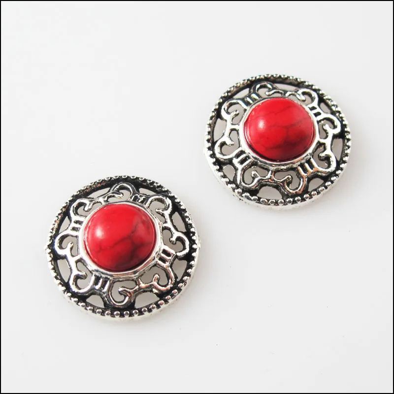 18 шт Ретро тибетский серебряный красный круглый Подвески Разъемы мм|round charm|round