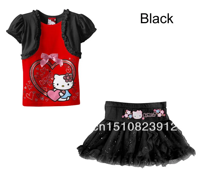 Новинка 2016 года осенне летний комплект одежды для девочек детские футболки + юбка