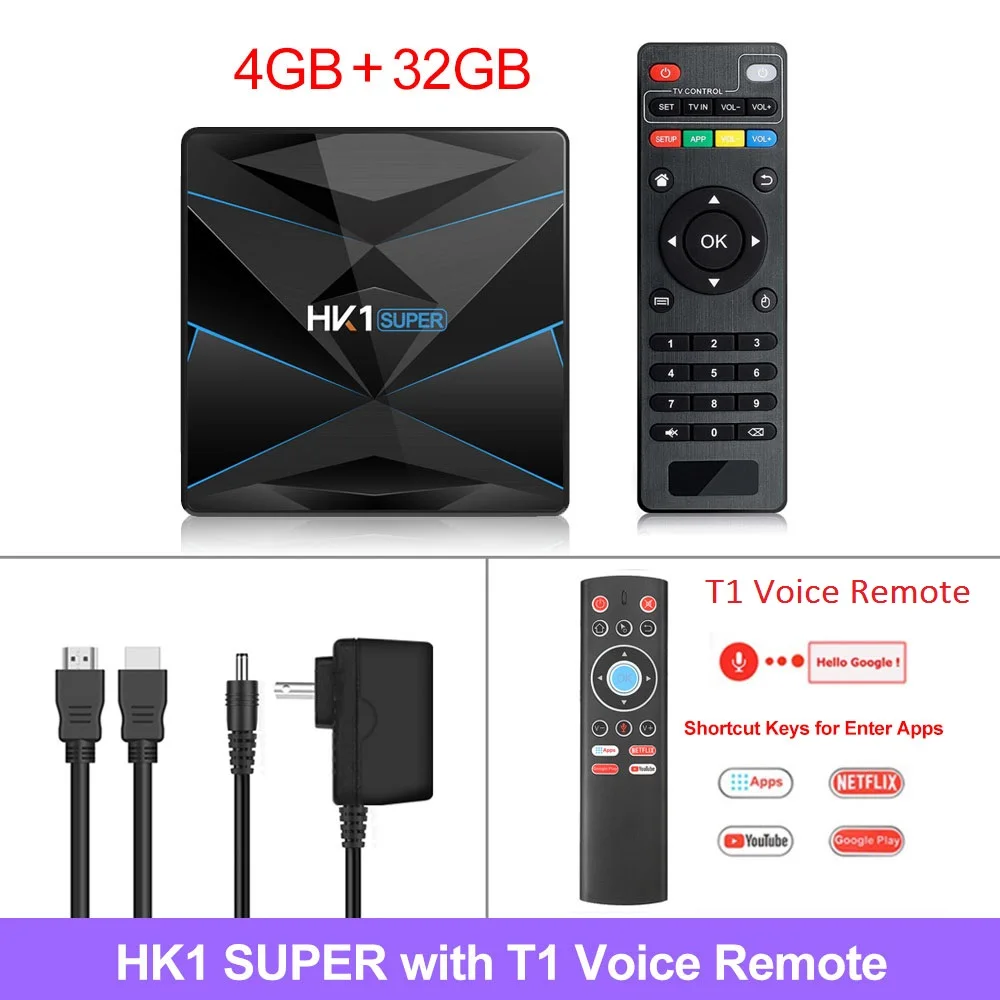 4GB 32GB With T1 RC Android 9,0 4 Гб 64 Гб ТВ приставка Rockchip RK3318 поддержка Youtube 4K 1080p 4K 60fps USB3.0 Google Play Store Netflix Smart tv Box - Цвет: 4GB 32GB With T1 RC