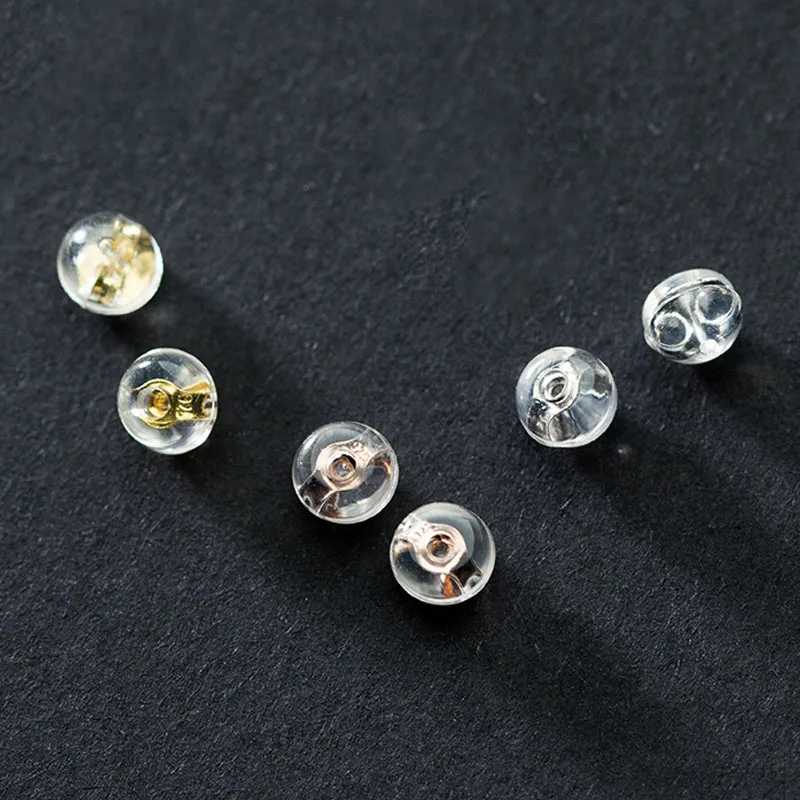 

2pairs/lot 100% 925 Sterling Silver Earring Back Rose Gold Silver Color Oval Earring Nuts DIY Jewelry Making Findings For Women