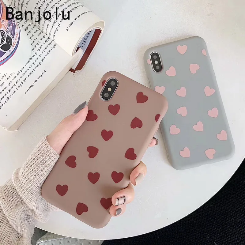 Banjolu новые модные милые маленькие чехлы для телефонов с сердечками iPhone X XR XS MAX 8 7 6