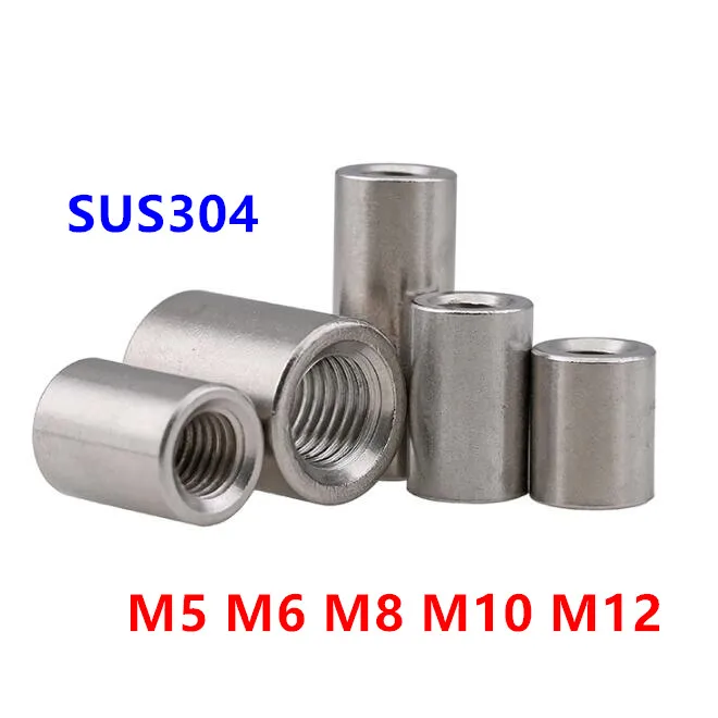 

M3 M4 M5 M6 M8 M10 муфта с длинным стержнем из нержавеющей стали круглые гайки цилиндрические резьбовые гайки для соединения винтовых гаек