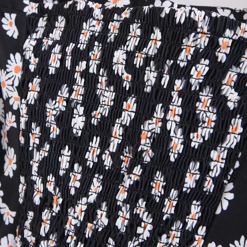 Летний короткий топ с длинными рукавами женская блузка винтажный цветочный