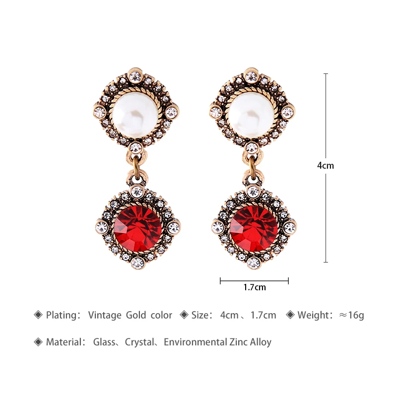 Оптовая цена модные серьги с красным стеклом и кристаллами 2018 хит продаж
