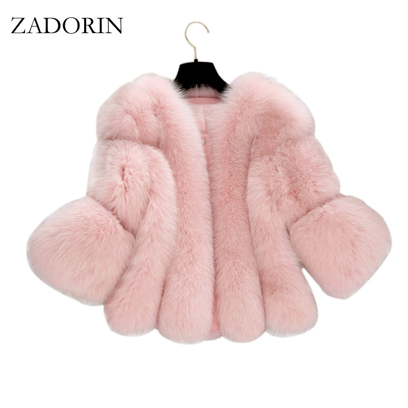 Женская Шуба из искусственного лисьего меха элегантная шуба короткая розового