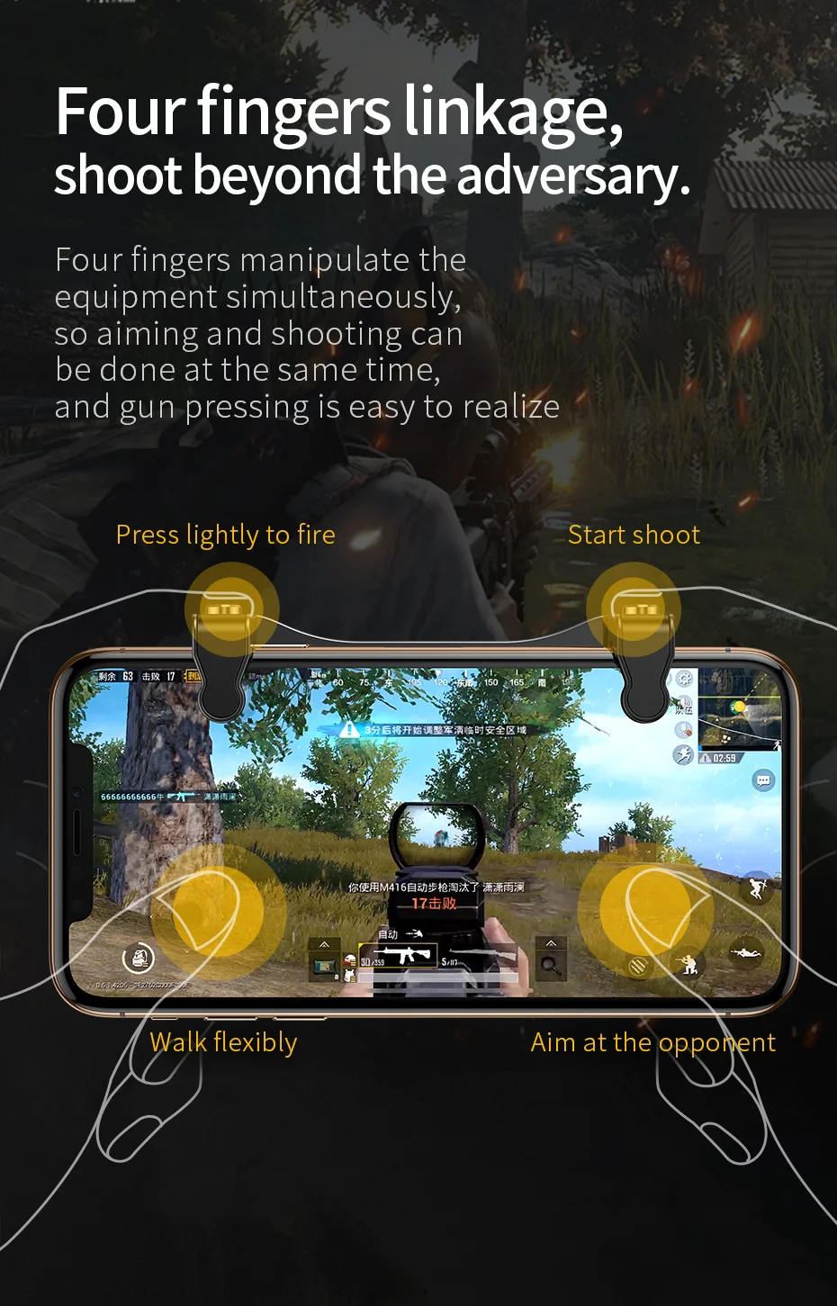 Baseus геймпад джойстик телефон кулер стрелок триггер Кнопка огня для iPhone Xs Max Xiaomi Andriod мобильный телефон игровой контроллер