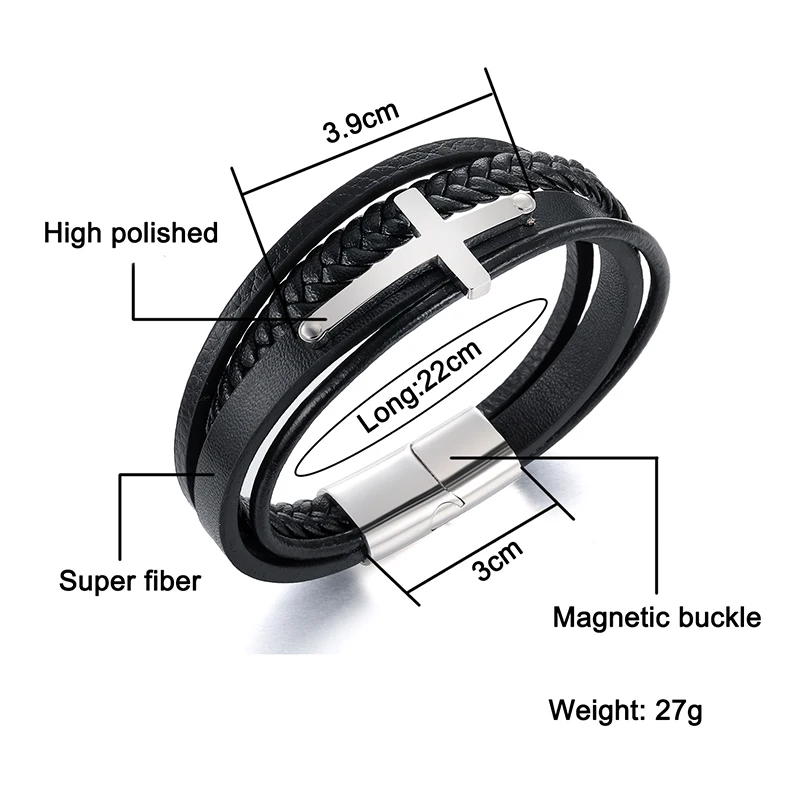 D&Z из нержавеющей стали серебряный цвет крест Распятие браслеты модные