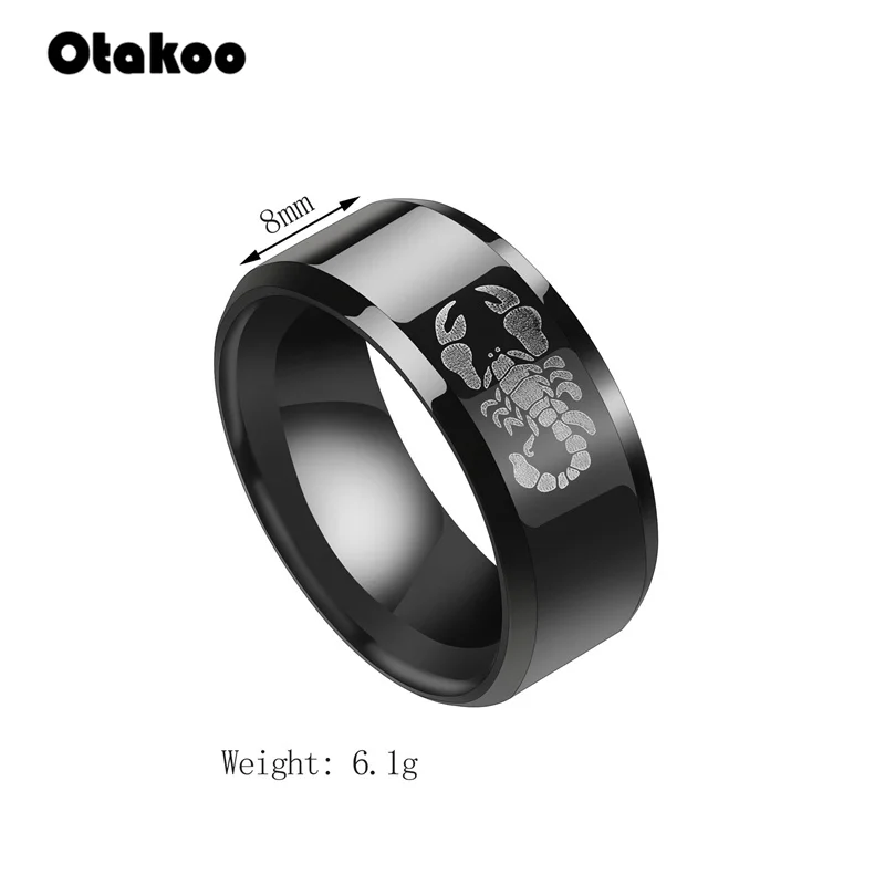Мужские Винтажные кольца Otakoo черные круглые титановые из нержавеющей стали с