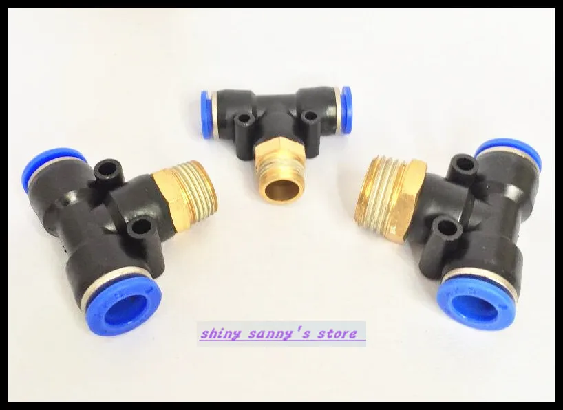 

5 шт./лот PB6-01 6 мм --- 1/8 "резьбовой штекер" T "Тройник Пневматический разъем