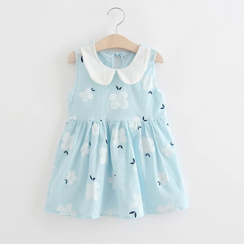 Baby Girls Dress Infant Kids Sleeveless Vestidos A-Line Peter Pan Collar Children Clothes Summer 2 to 7 Years Old | Детская одежда и