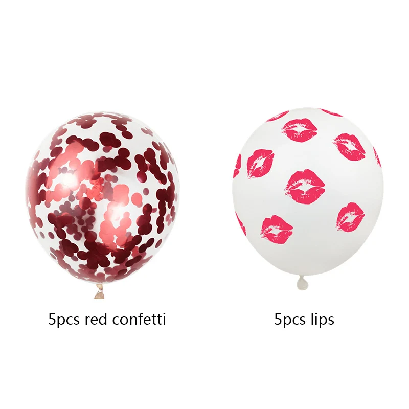 5lips 5red 10Pcs 12Inch Confetti Balloon Red lips kiss Me Latex Inflatable Party Supplies Birthday Decorations kids Balloons Wedding - Цвет: 5lips 5red