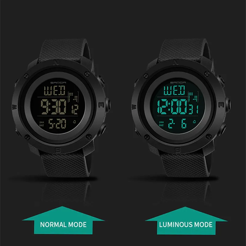 SANDA женские спортивные часы цифровые светодиодные водонепроницаемые модные