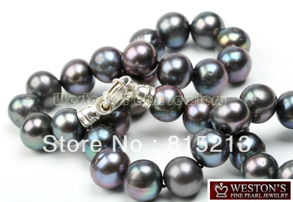 

N1760 RARE 12-13MM BLACK CULTURED FRESHWATER PEARL NECKLACE % Discount AAA