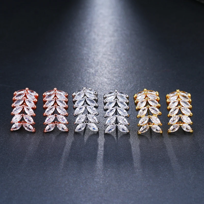 GMGYQ Хрустальный лист Vormige Lange Oorbellen Luxe Bruids Witte Kubieke Zirkoon Sieraden аксессуары Voor Vrouwen