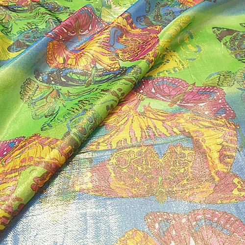Floral print silk and silver line blended fabric thin 8momme 135cm width SFF107 | Дом и сад