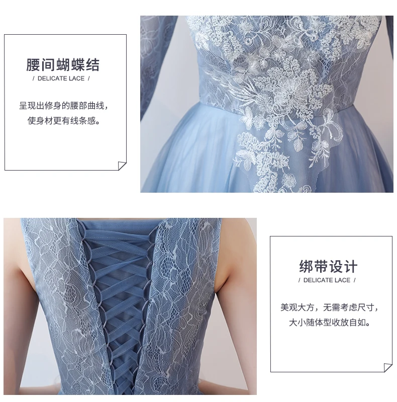 Короткие небесно-голубого цвета длиной до колен впитывает пот, для девушек и женщин, женские туфли в стиле принцессы, платье подружки невесты, платье для банкета, вечеринки вечернее платье