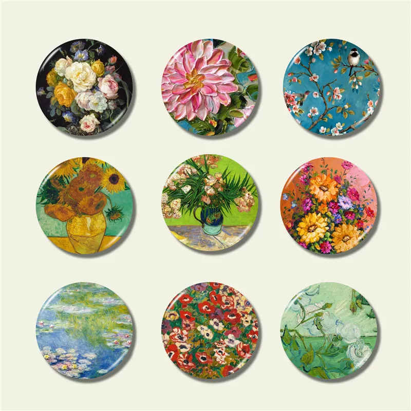 Lychee винтажные картины цветы магнит на холодильник круглая форма магниты