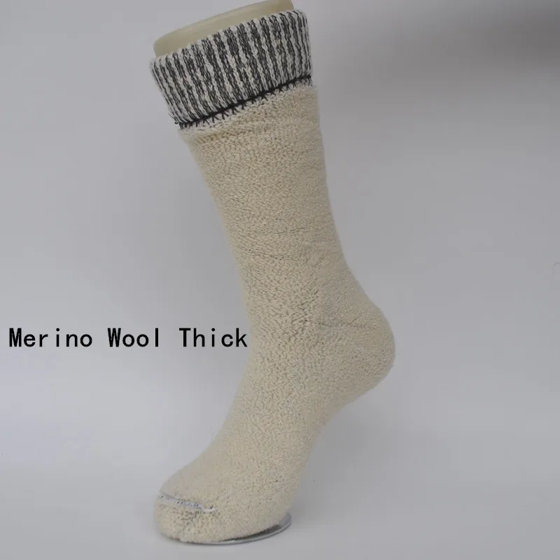 1 Pair Winter Super Thick Merino Wool Gray Color Hiking Socks Men's Socks Large Size
