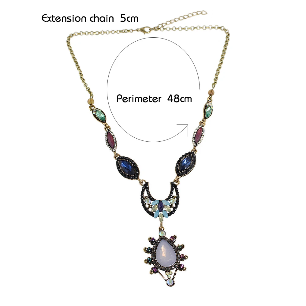 Jufee богемный Стиль Collier Femme разноцветными стразами цветок капли воды кулон