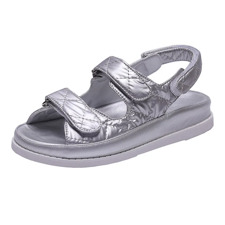 Silver Jookrrix/женские босоножки; коллекция года; женская обувь из искусственной кожи; модные удобные женские брендовые мягкие пляжные сандалии на платформе; Цвет Черный - Цвет: Silver