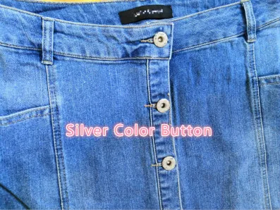 Silver color button Осенняя и зимняя женская модная свободная однобортная джинсовая юбка макси, женская модная повседневная джинсовая юбка размера плюс - Цвет: Silver color button