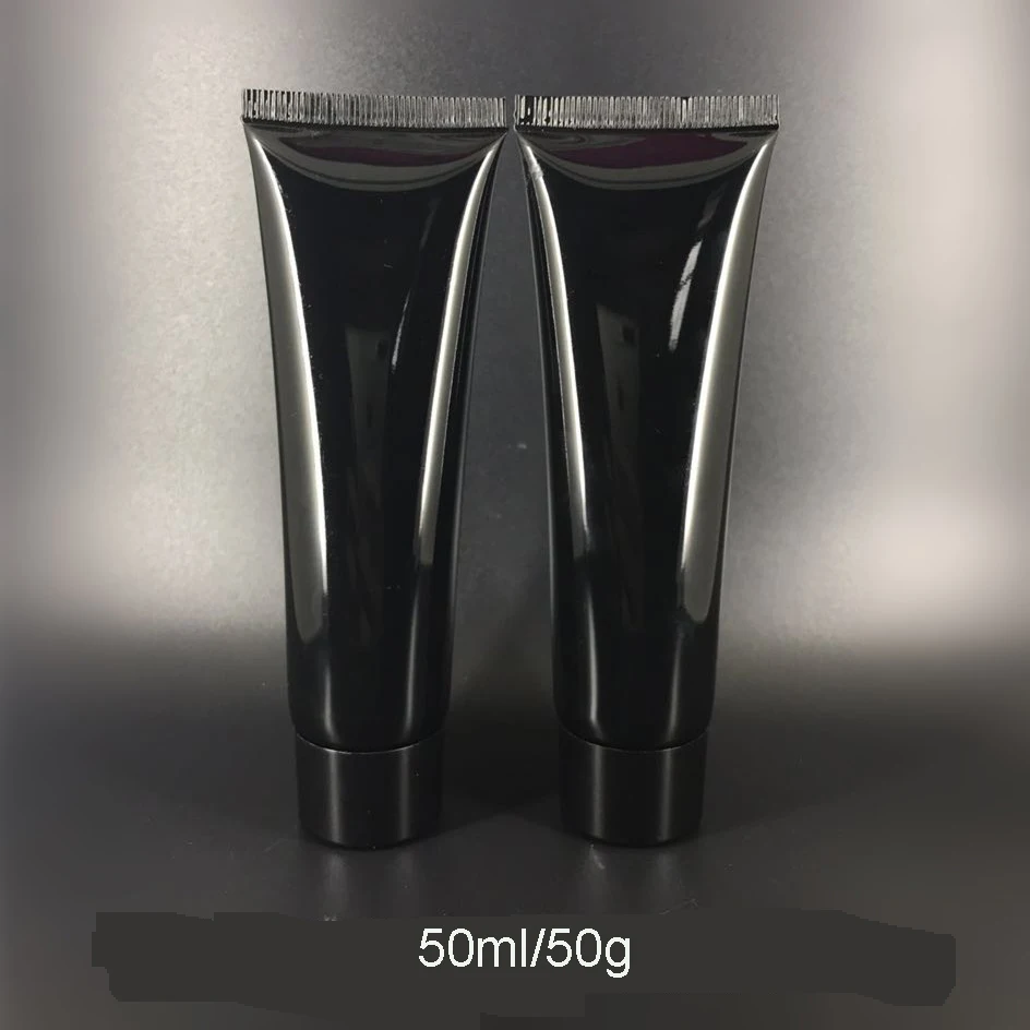 

300pcs/lot Cosmetic Soft 50ml/50g Bright Black plastic Lotion Containers Empty Makeup squeeze tube