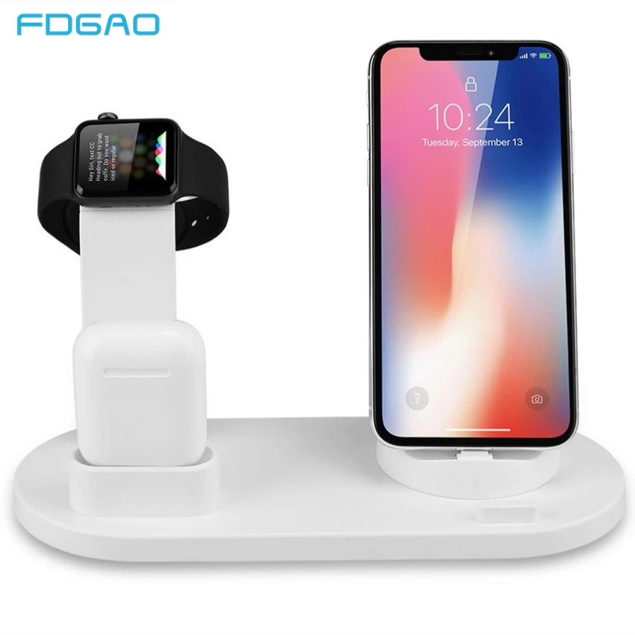 3 в 1 зарядная док-станция для iPhone 11 X XR XS Max 8 7 samsung Apple Watch 5 4 3 2 1 Airpods зарядное устройство Держатель подставка usb type-C станция
