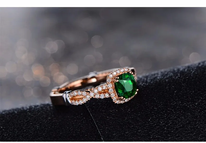 CaiMao 18KT/750 розовое золото 1,17 ct натуральный цаворит& 0,27 ct полный разрез алмаз помолвка драгоценный камень кольцо ювелирные изделия
