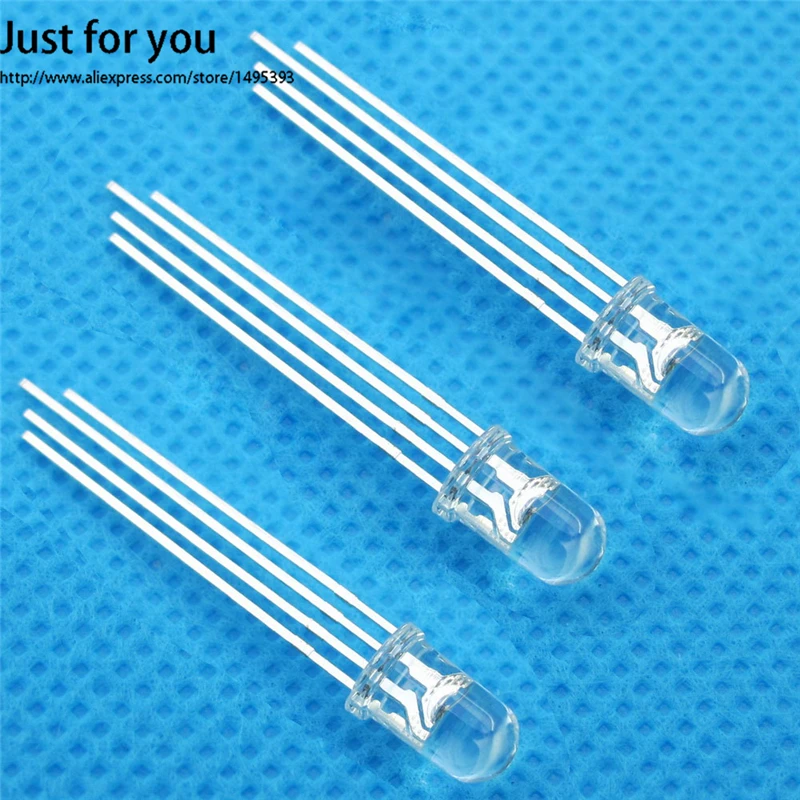 500 шт./лот 5 мм RGB LED Общим Катодом Красный Синий Зеленый Диод Диоды 4-контактный