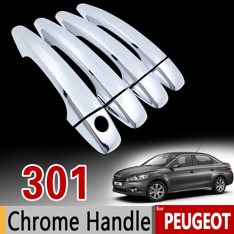 

for Peugeot 301 Luxurious Chrome Handle Cover Trim Set of 4Door 2011-2017 2012 2015 2016 Car Accessories Stickers Car Styling